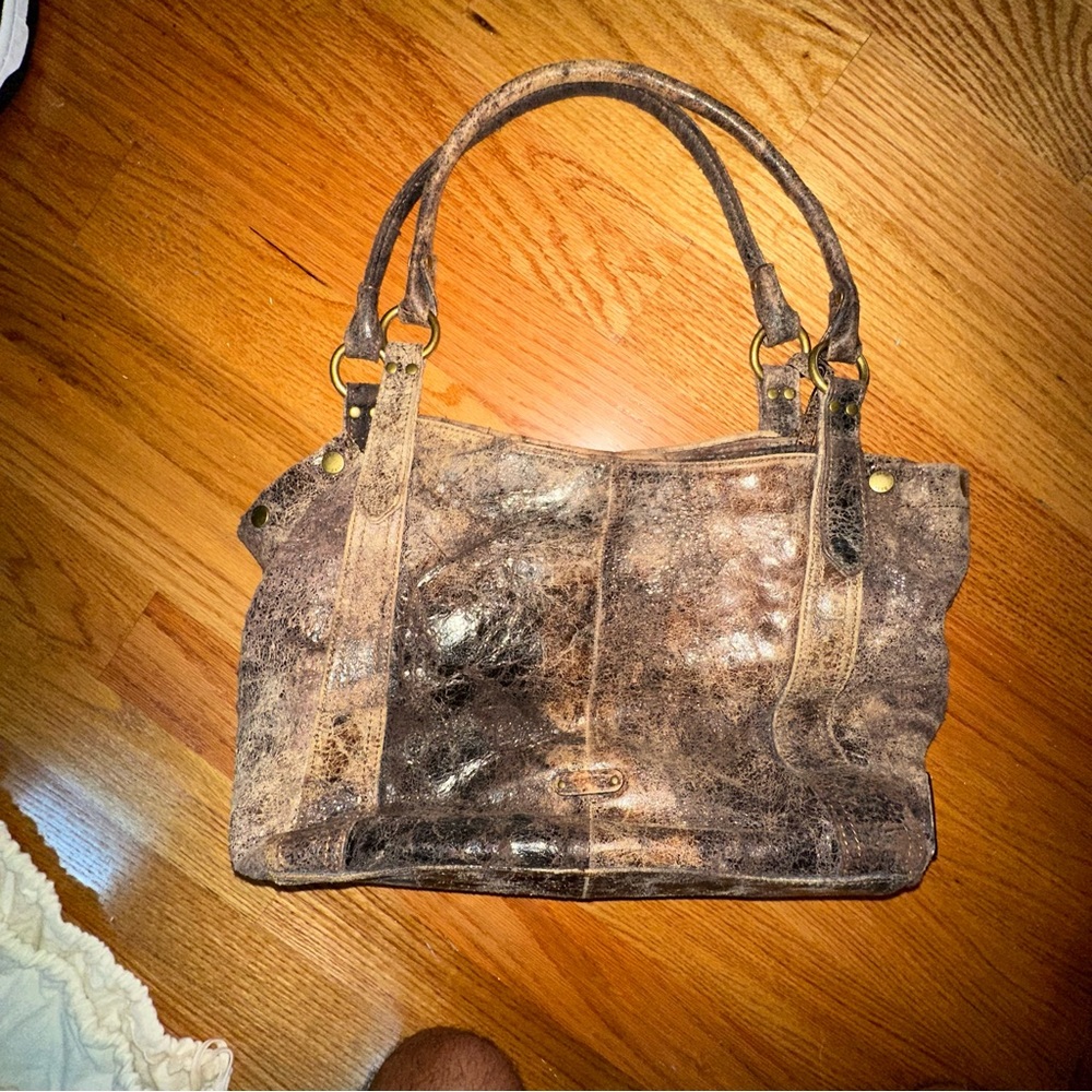 Authentic FRYE Deborah Brown Leather Studded Tote Carryall Satchel Purse